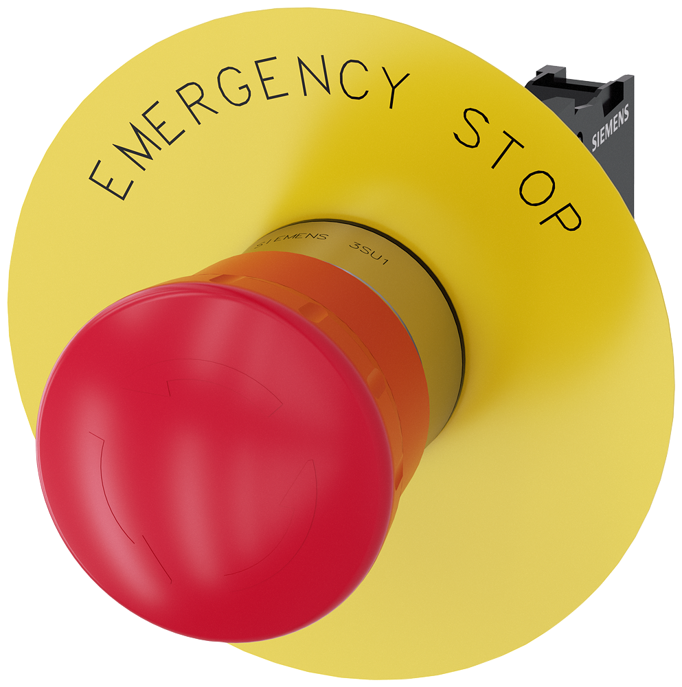 Pulsador Parada de Emergencia Siemens 3SU1150-1HB20-1CG0 amarillo rojo