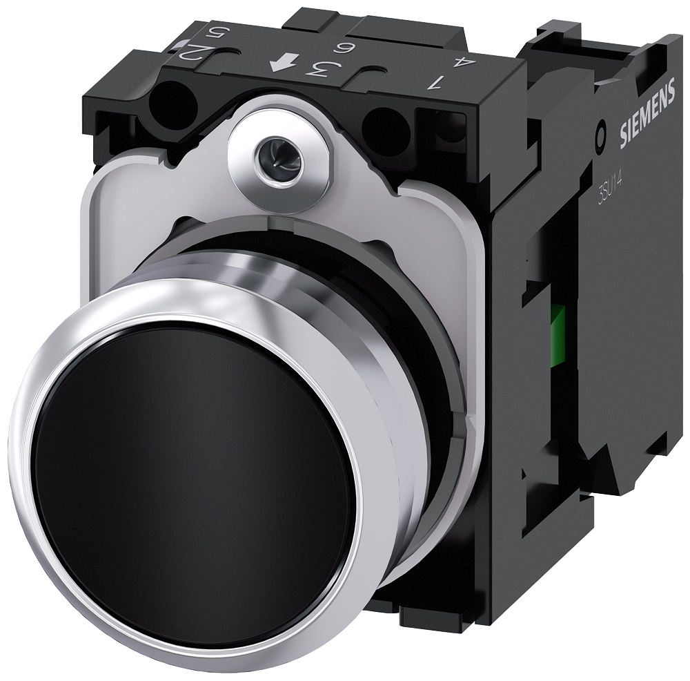 Pulsador Siemens 3SU1150-0AB10-1BA0 negro con soporte