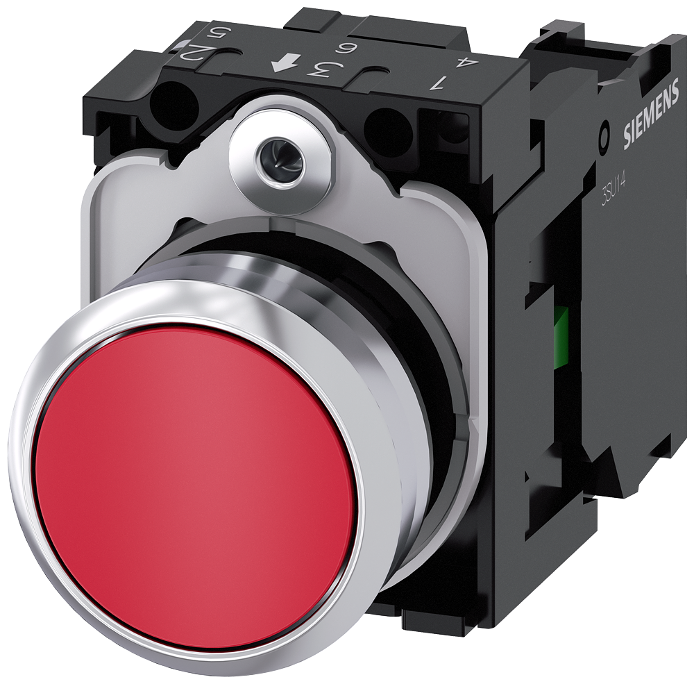Siemens Pulsador rojo 3SU1150-0AB20-1BA0 22 mm diámetro