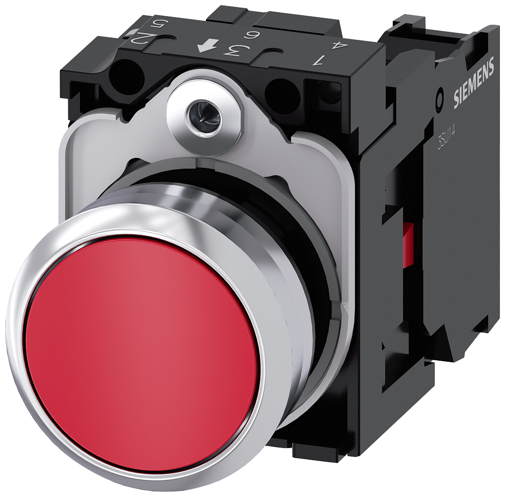 Pulsador Sirius Siemens 3SU1150-0AB20-1CA0 rojo vista del producto