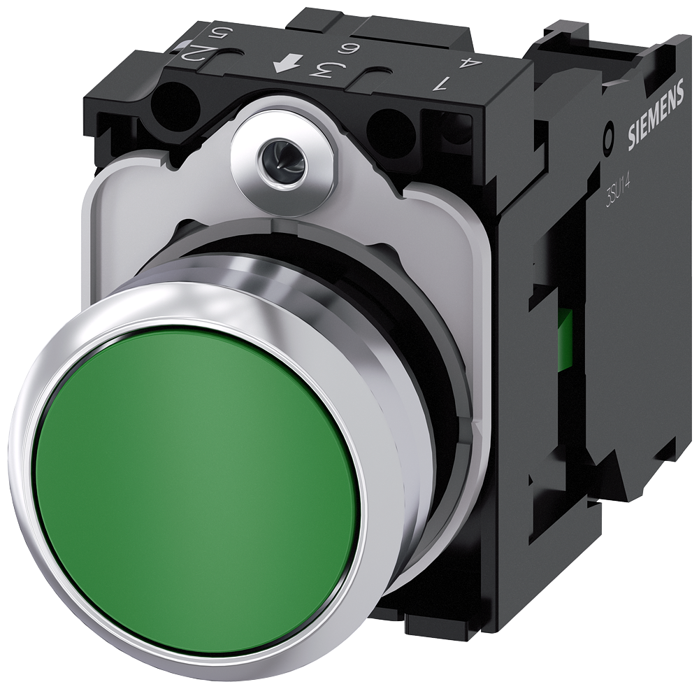 Pulsador 1 NA Siemens modelo 3SU1150-0AB40-1BA0 verde