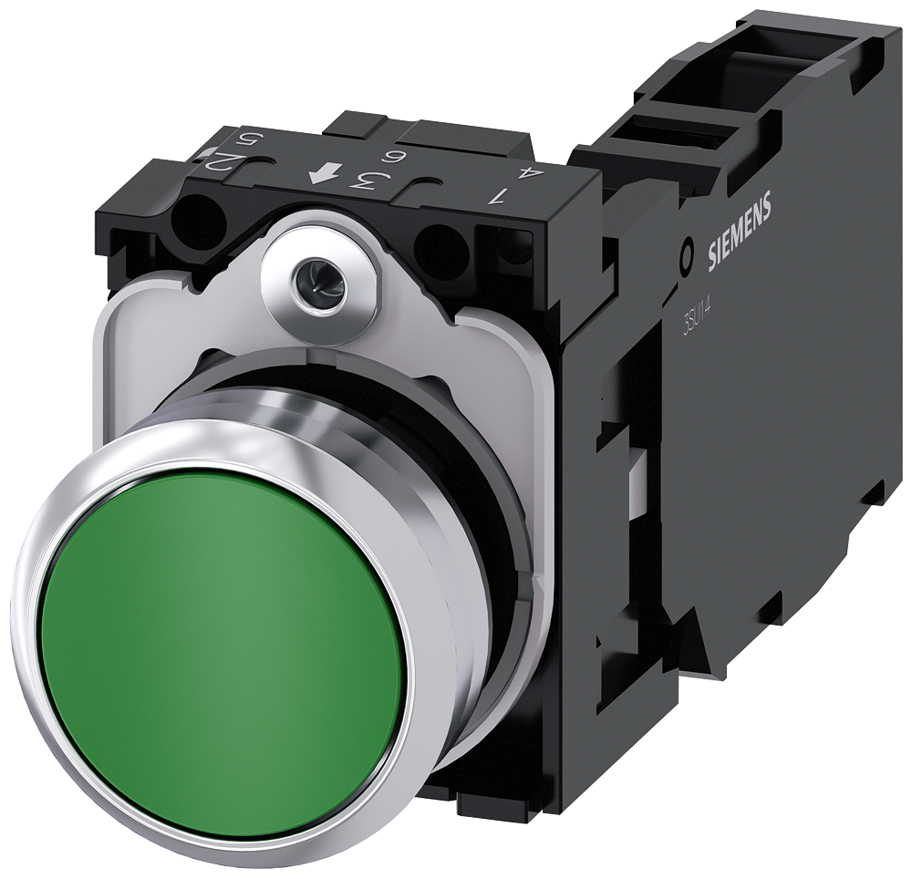 Pulsador Siemens 3SU1150-0AB40-1FA0 SIRIUS ACT Pulsador 22 Mm Metálico Momentáneo 1NA+1NC