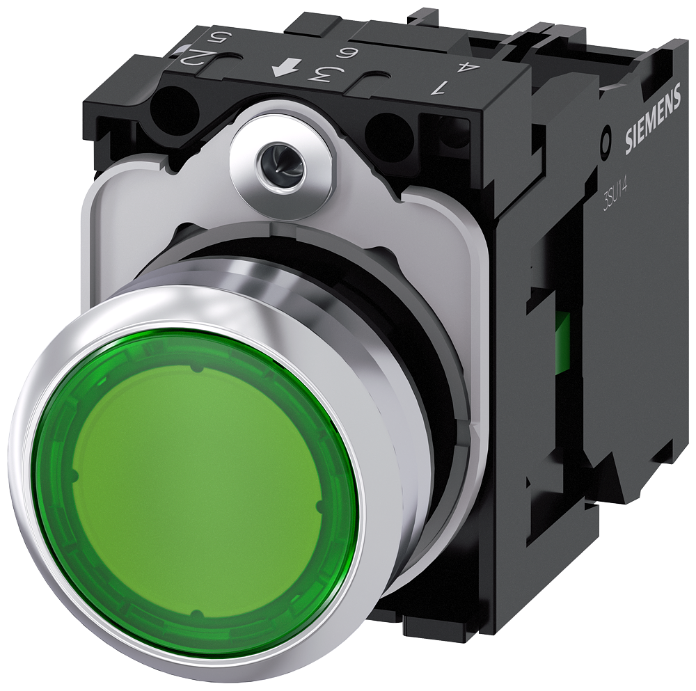 Siemens 3SU1153-0AB40-1BA0 SIRIUS Pulsador Luminoso con Soporte Montaje 22 mm Momentaneo