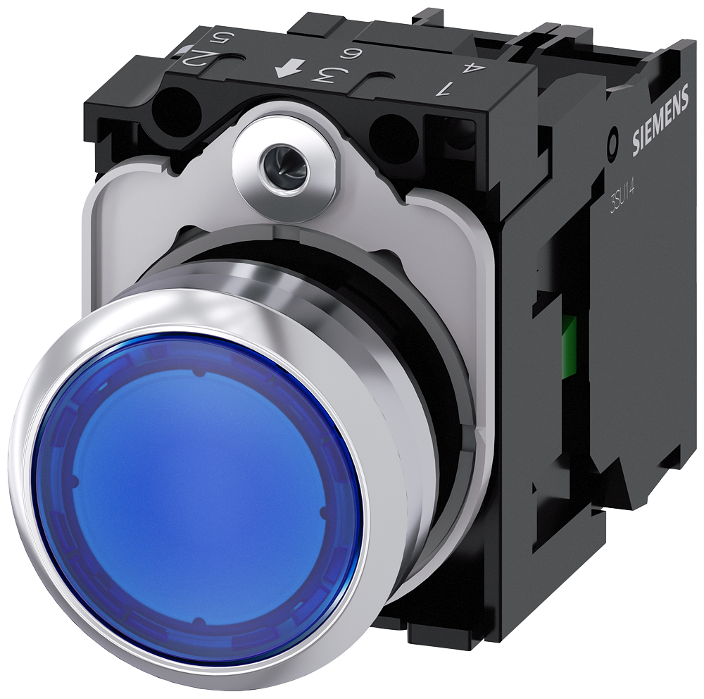 Pulsador luminoso Siemens 3SU1152-0AB50-1BA0 con LED azul