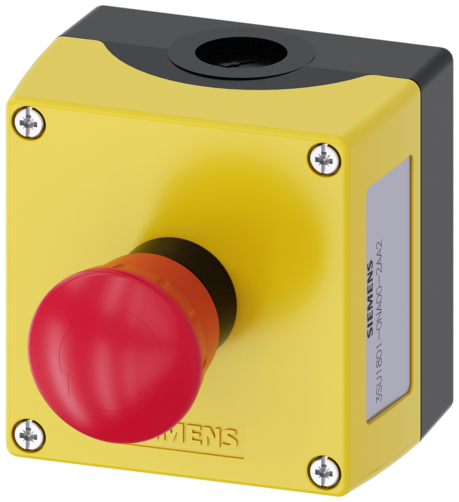 Pulsador Parada de Emergencia Siemens 3SU1801-0NA00-2AA2 vista del producto