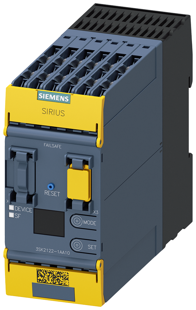 Siemens Control Industrial 3SK2122-1AA10 SIRIUS Módulo de Seguridad para Automatización SIL 3 IEC 62061 color azul/gris