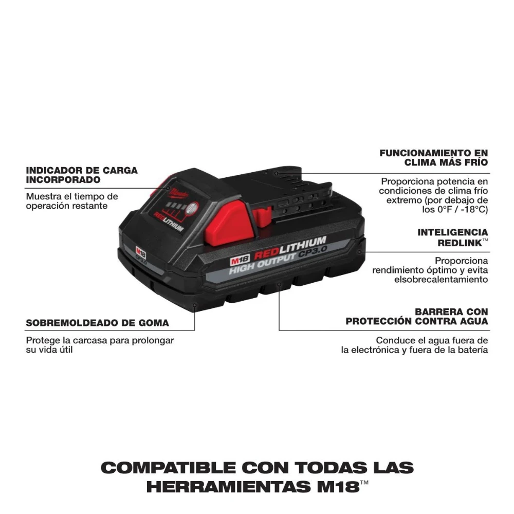 Kit básico Cargador/Batería M18™ REDLITHIUM™ HIGH OUTPUT™ CP3.0 Milwaukee 48-59-1835