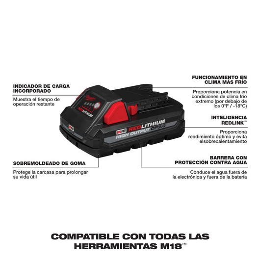 Kit básico Cargador/Batería M18™ REDLITHIUM™ HIGH OUTPUT™ CP3.0 Milwaukee 48-59-1835