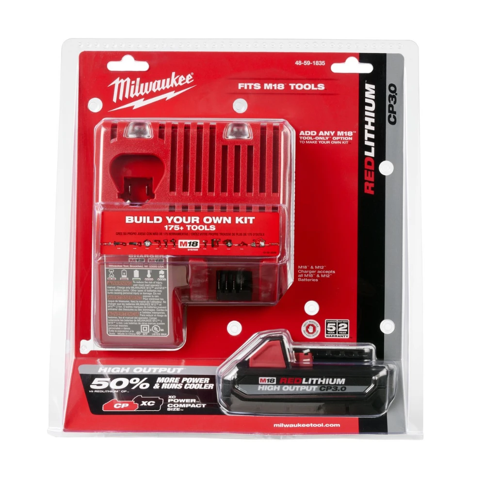 Kit básico Cargador/Batería M18™ REDLITHIUM™ HIGH OUTPUT™ CP3.0 Milwaukee 48-59-1835
