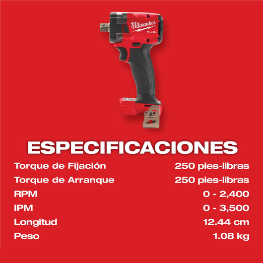 Llave de impacto compacta M18 FUEL 1/2" Milwaukee 2855P-20