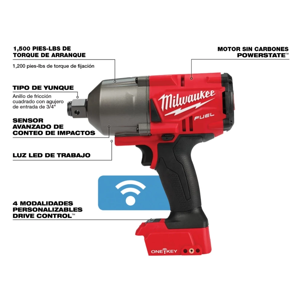 LLAVE DE IMPACTO DE 3/4 MILWAUKEE M18 FUEL ONE-KEY