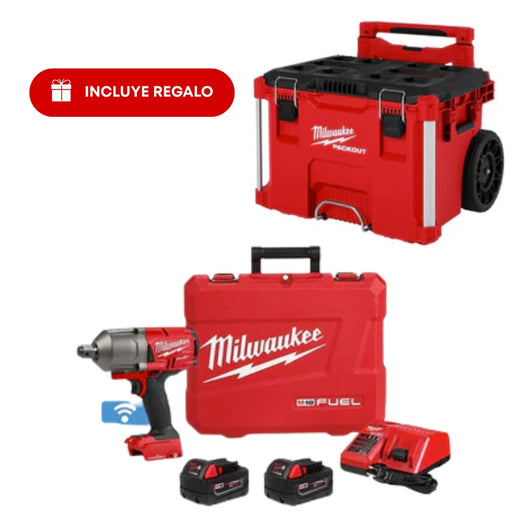 Llave de impacto M18 FUEL ONE-KEY 3/4" (2864-22R) + Caja de herramientas con ruedas PACKOUT (48-22-8427)