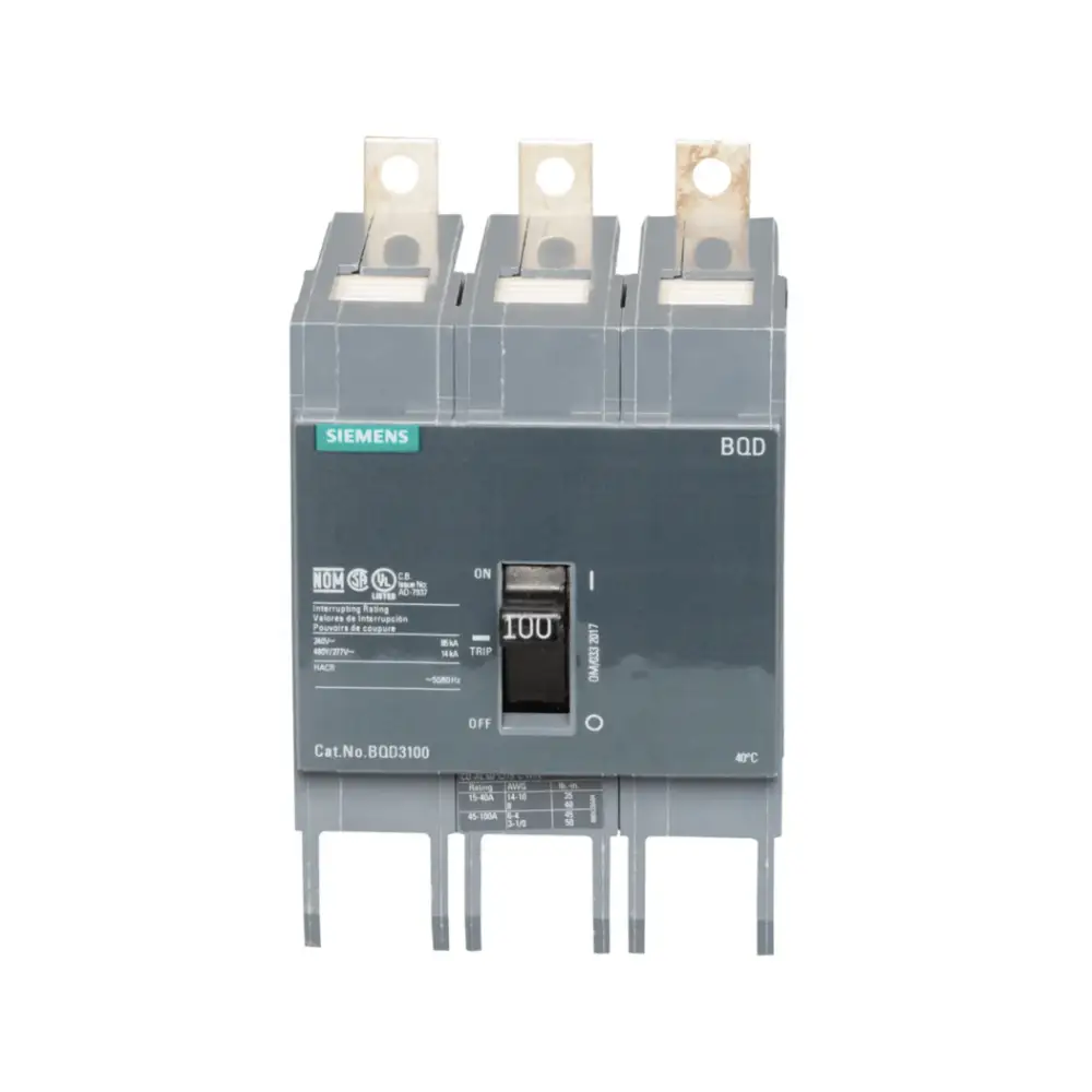 MXBQD3100 Siemens Interruptor BQD 3P 100 A 480 V CA 14 kA Para Cuadros Eléctricos Automatización Industrial México