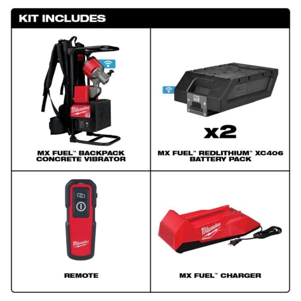 Kit de vibrador de hormigón de mochila MX FUEL Milwaukee MXF371-2XC