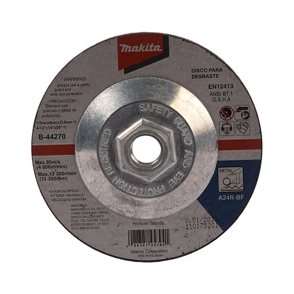 Disco Desbaste Metal Con Makita B-44270 con adaptador, 4 1/2 pulgadas para amoladoras