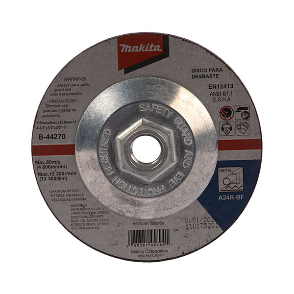 Disco Desbaste Metal Con Adaptador 4 1/2" Makita B-44270