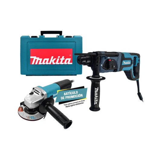 Combo Makita Martillo SDS Plus HR2475 780W + Esmeriladora