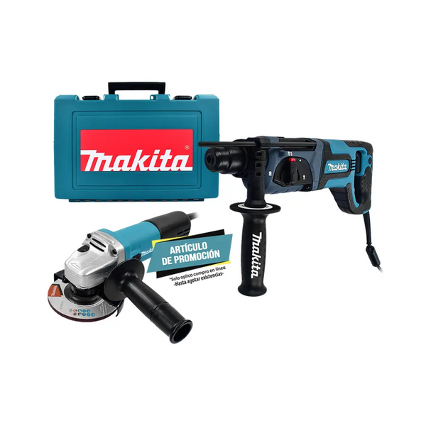 Combo Makita Martillo SDS Plus HR2475 780W + Esmeriladora