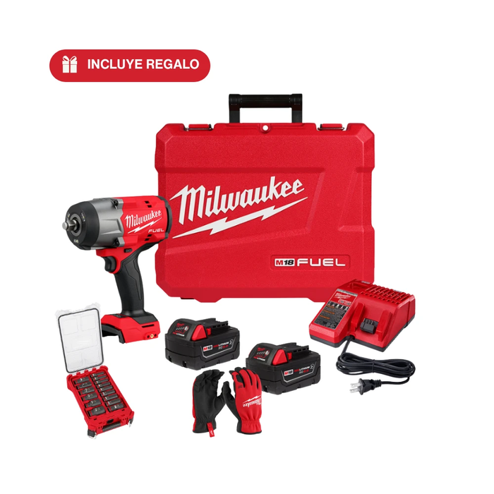 Herramientas Milwaukee M18 FUEL Llave de Impacto 1/2 Kit P126-2967 con estuche y guantes