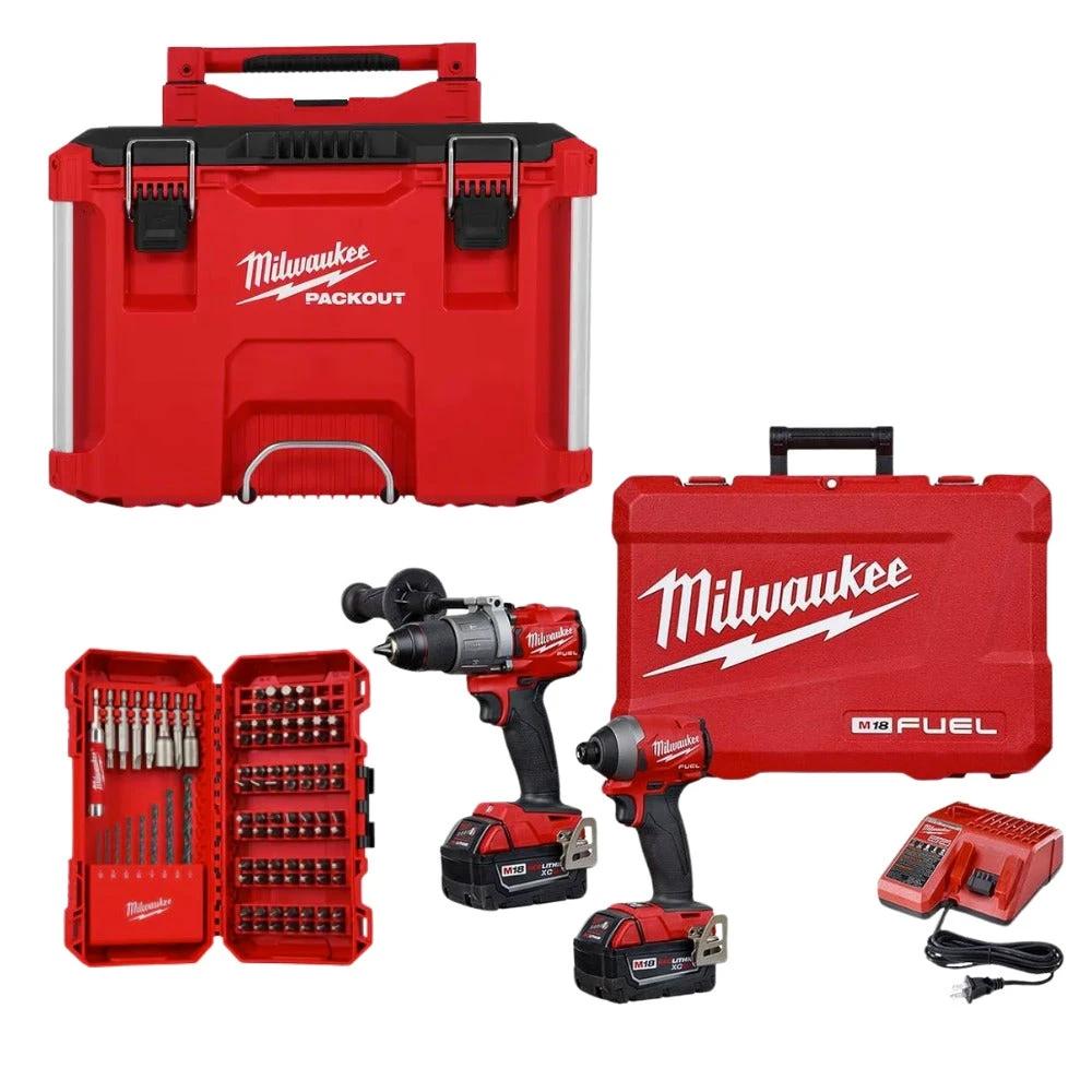 Kit 2 herramientas M18 FUEL 3697-22 + Caja PACKOUT 48-22-8427 + Brocas 95pzs 48-32-1556
