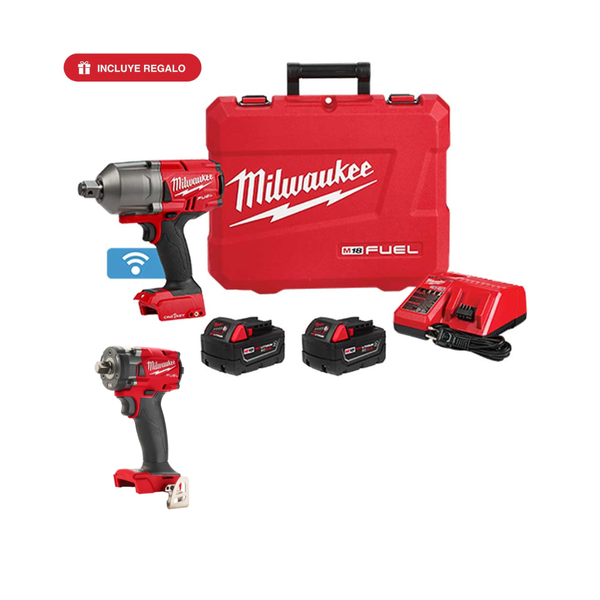 Kit Llave de Impacto de alto torque ONE-KEY 3/4" + Llave de Impacto compacta M18 Fuel 1/2" Milwaukee P425-2864