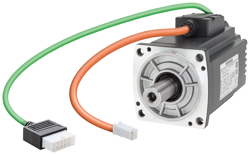 Servo motor Siemens 1FL6042-2AF21-1AA1 con cables verde y naranja