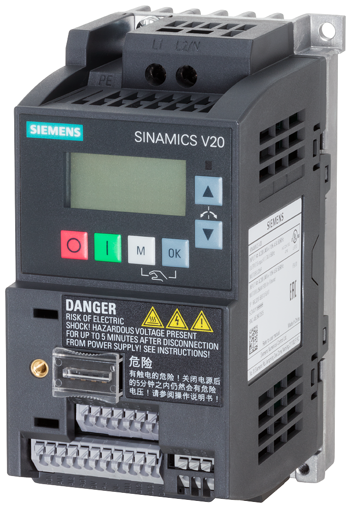 Control de movimiento Siemens SINAMICS V20 6SL3210-5BB13-7UV1 vista del producto