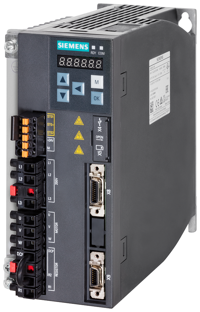 Siemens 6SL3210-5FB10-8UF0 SINAMICS V90 PROFINET Variador de Frecuencia 0.75 kW IP20 200-240V