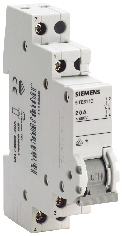 Desconectador 20A Siemens 5TE8112, unidad de desconexión compacto en color gris claro
