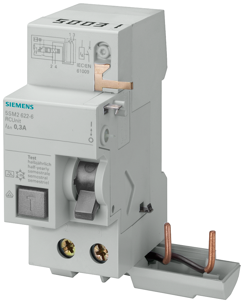 Bloque diferencial Siemens 5SM2322-0 de 2 polos para tablero eléctrico