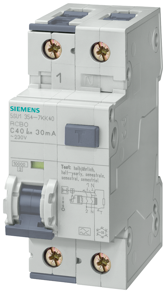 Interruptor diferencial Siemens modelo 5SU1354-6KK16 SENTRON 5SU1 Residual Tipo A 30 mA vista del producto