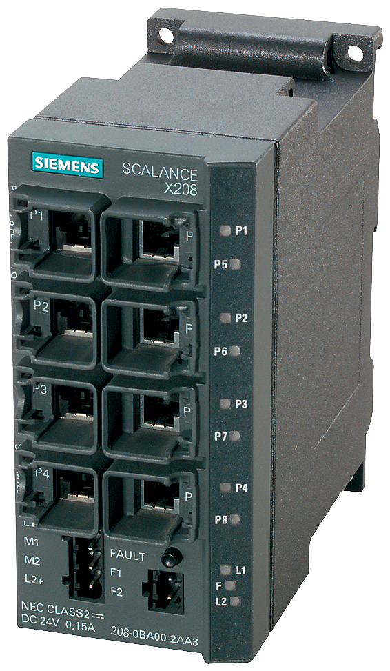 Automatización Siemens 6GK5208-0BA10-2AA3 SCALANCE X208 vista del producto