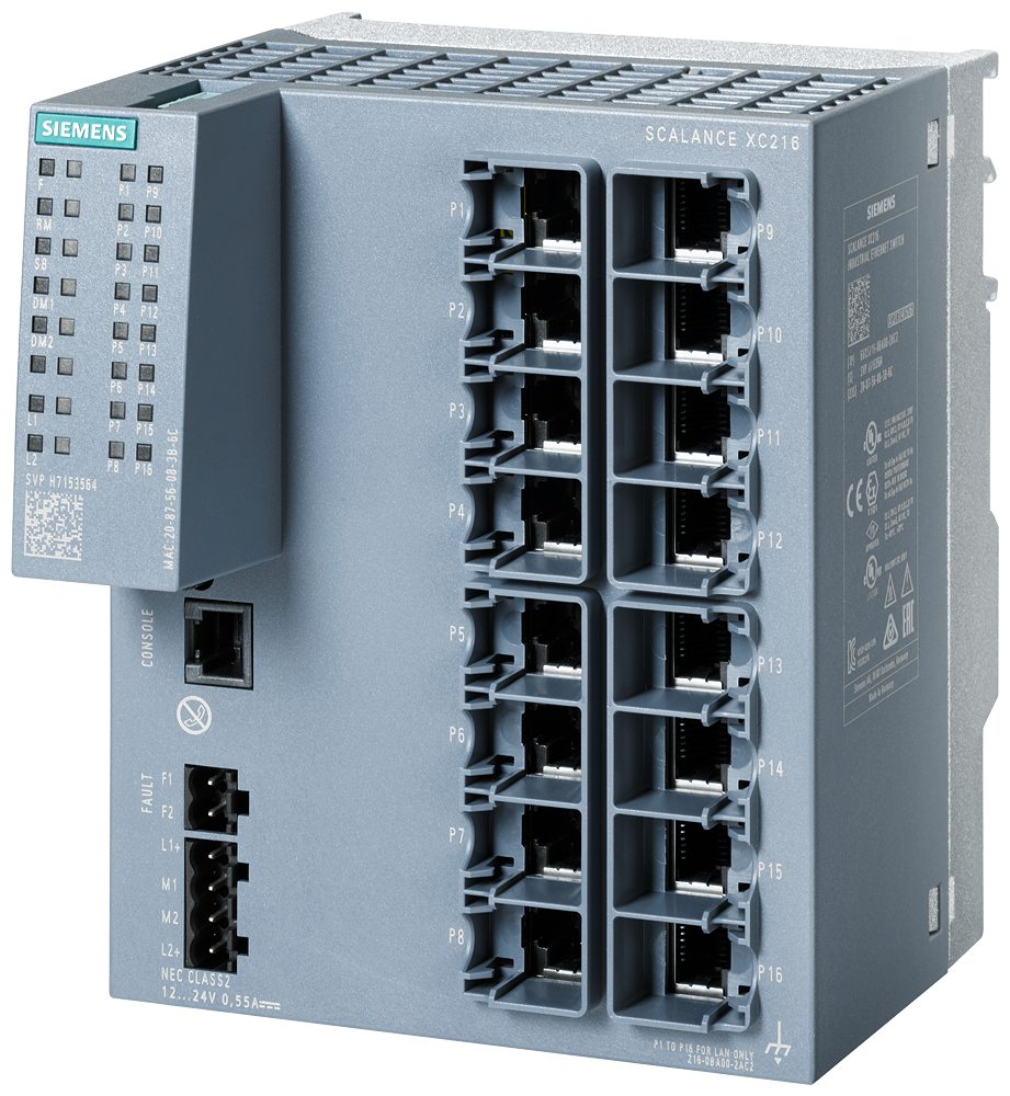Conmutador gestionable SCALANCE XC216 Siemens 6GK5216-0BA00-2AC2 16 Puertos RJ45 10/100