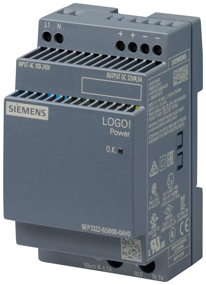 Automatizacion Siemens 6EP3322-6SB00-0AY0 fuente LOGO!POWER 12V 4,5A