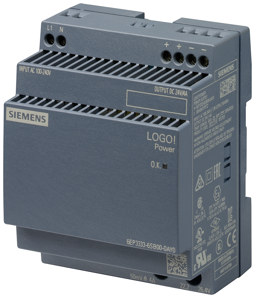 Automatizacion LOGO Fuente 24 V DC/4 A Estabilizada, Caja Plana, Montaje Siemens 6EP3333-6SB00-0AY0