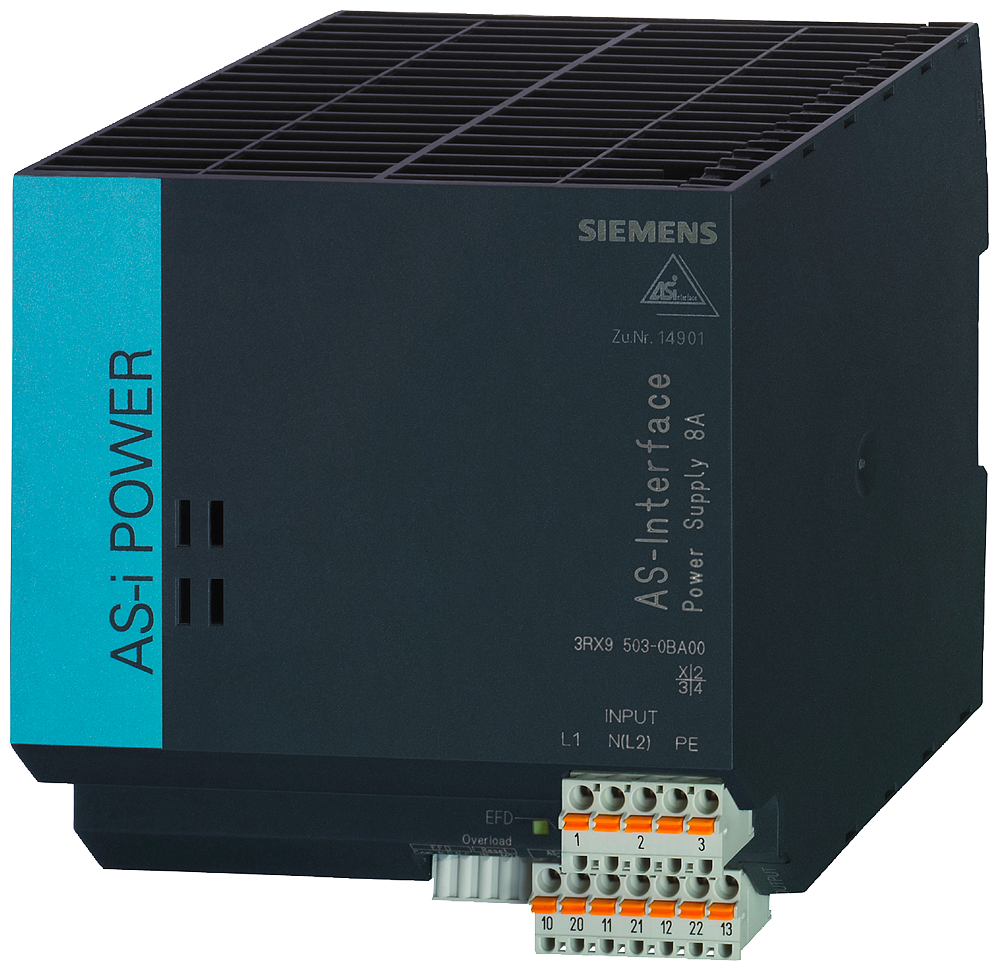 AS-i Power 8A Siemens 3RX9503-0BA00 AC 120V gris con banda azul