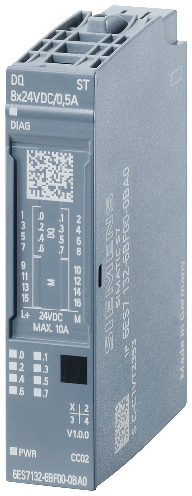 Automatización Siemens 6ES7132-6BF00-0CA0 SIMATIC ET 200SP Módulo Salida Digital 8x 24V DC High Feature