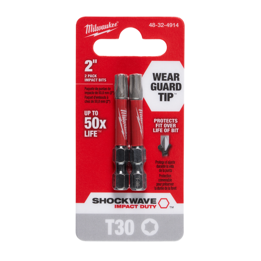 Puntas de impacto Torx® T30 de 2" Shockwave (2 uds) Milwaukee 48-32-4914