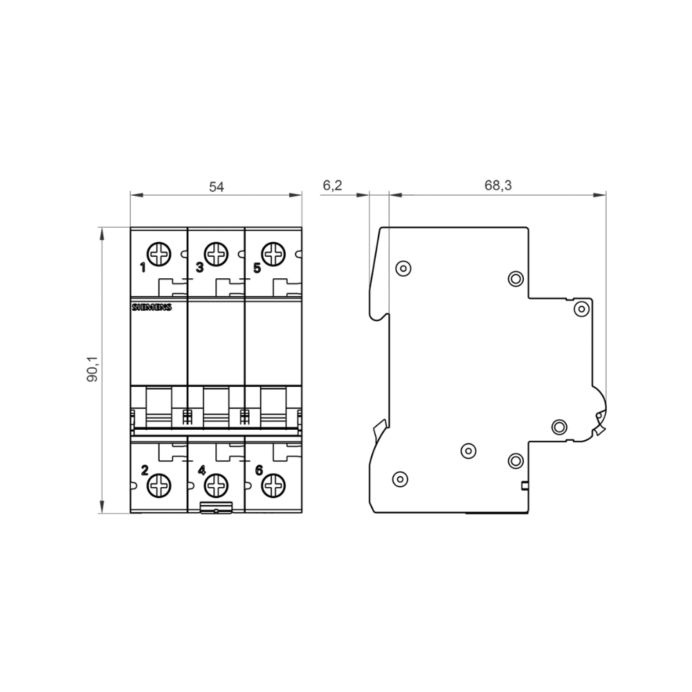 Interruptor termomagnético Siemens 5SL6332-7CC vista del producto