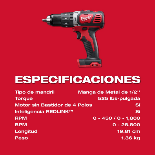 Taladro Percutor/Destornillador Compacto Milwaukee 2607-21CT