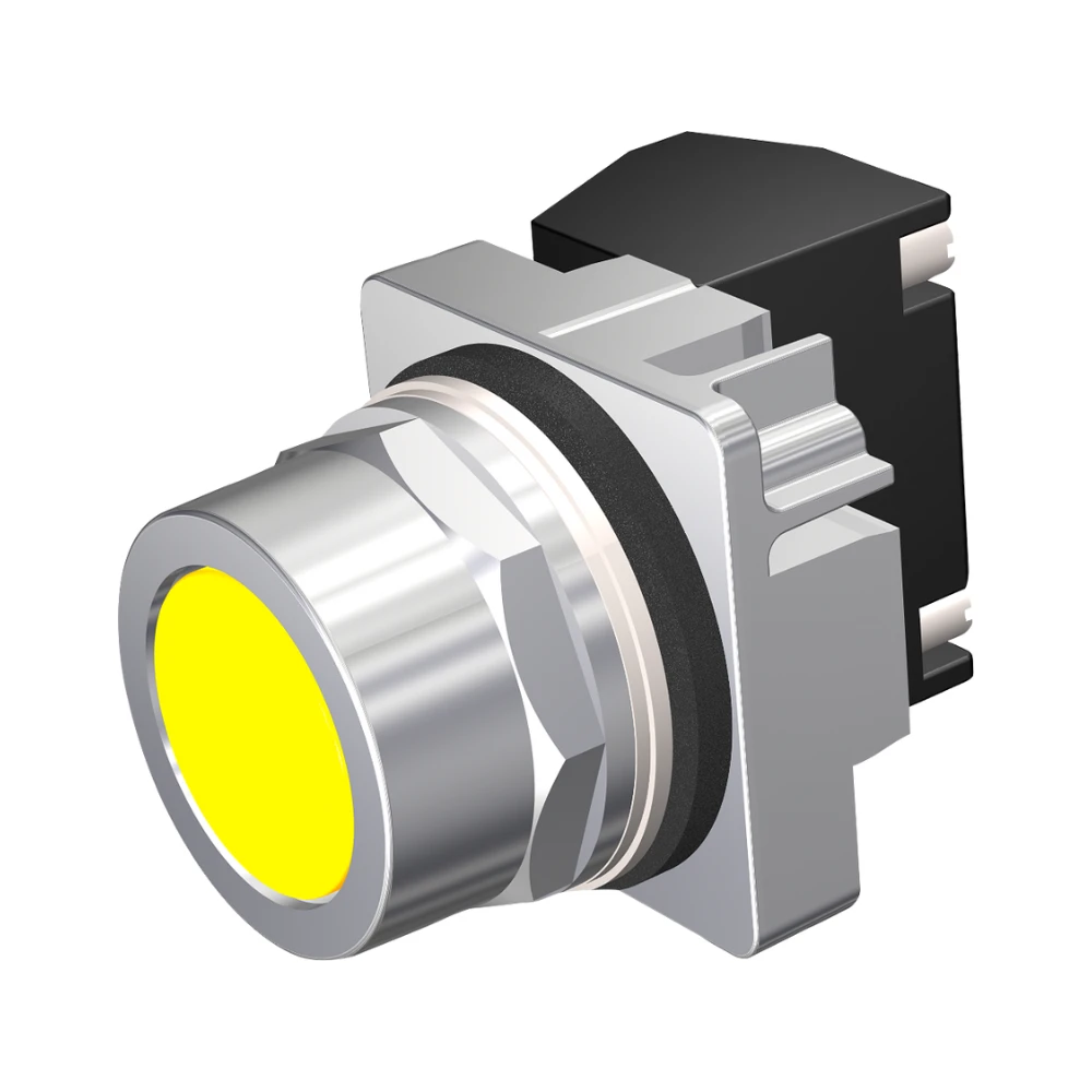 Control Industrial Siemens US2:52PM8A4A pulsador cromado amarillo vista del producto