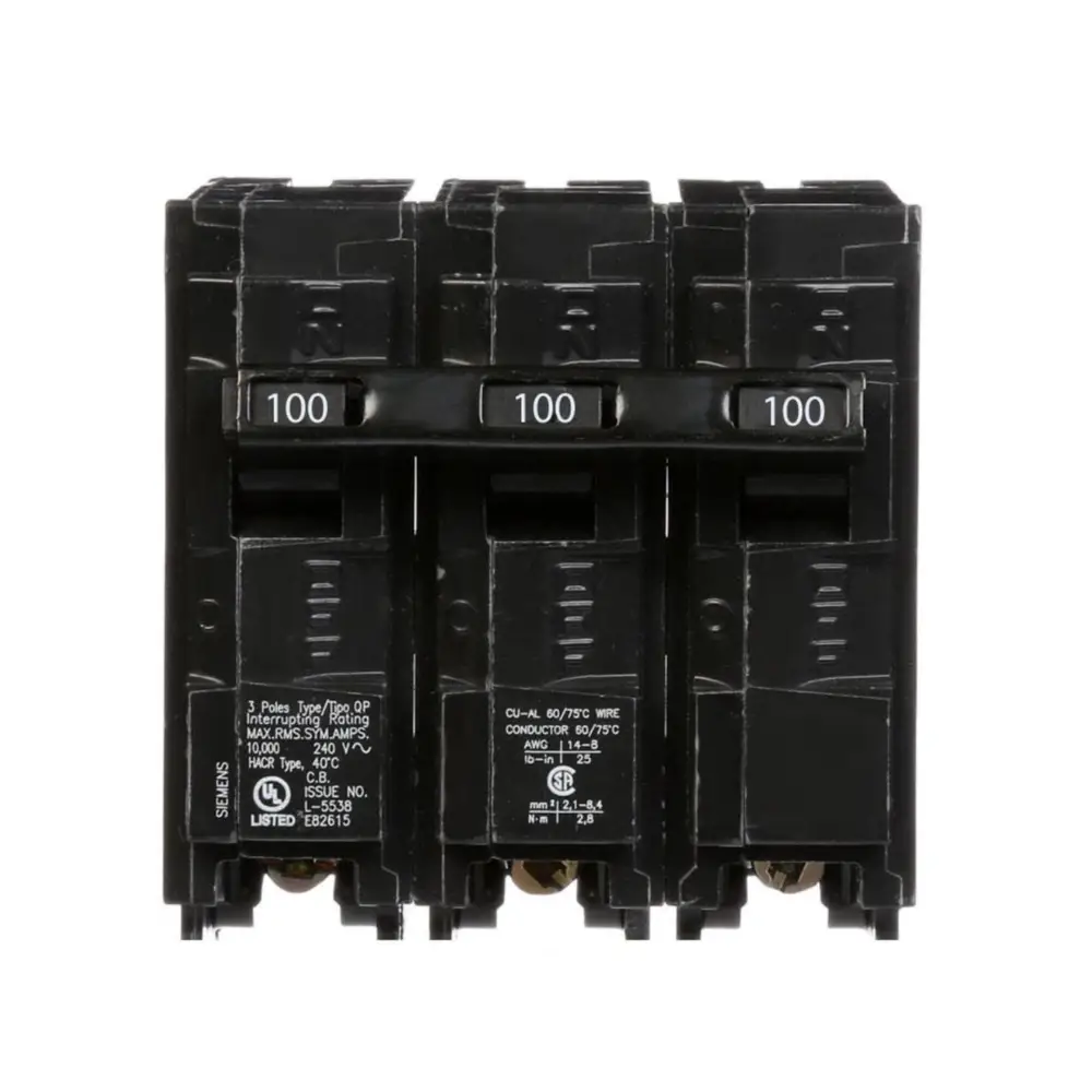 Siemens Q3100 US2 Interruptor QP MP 3P 240V CA Distribución Residencial Eléctrica