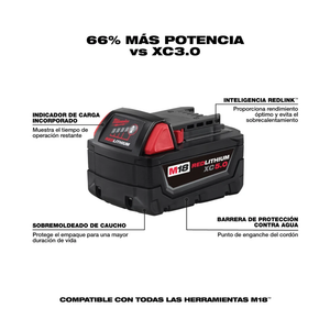 Juego Baterías M18 REDLITHIUM XC5.0 con capacidad extendida 2pzs Milwaukee 48-11-1852 vista del producto