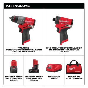 Kit combinado M12 Taladro Percutor/Atornillador de Impacto Milwaukee 3497-22