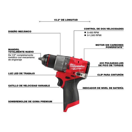 Kit combinado M12 Taladro Percutor/Atornillador de Impacto Milwaukee 3497-22