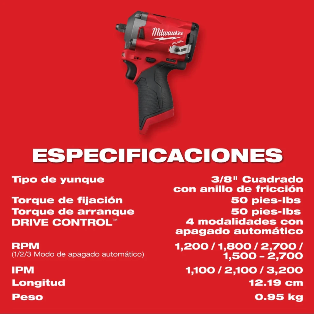 Llave de impacto M12 Stubby 3/8 in Milwaukee 2554-20