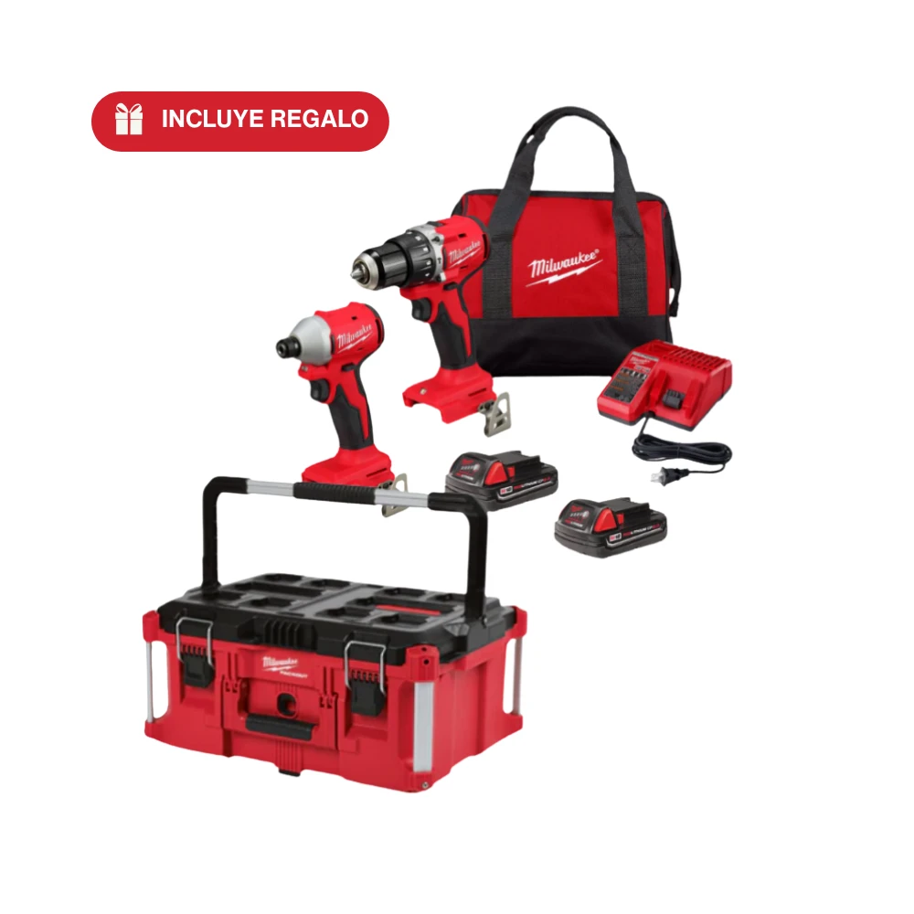 Milwaukee P425-3610 Kit Rotomartillo M18 Medio Pulgada Brushless Con Llave De Impacto Cuarto De Pulgada Packout