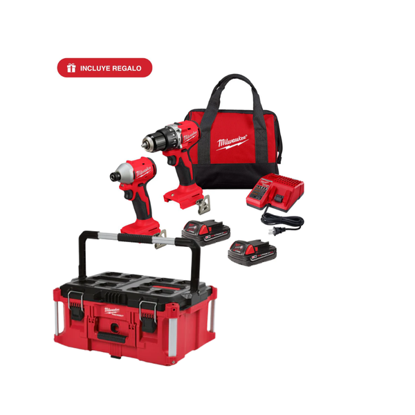 Kit Rotomartillo M18 1/2" + Llave de Impacto 1/4" + Caja Packout  Milwaukee P425-3610