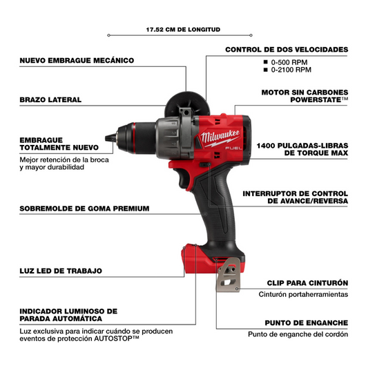 Juego de taladro percutor/atornillador de 1/2" M18 FUEL Milwaukee 2904-22