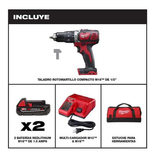 Kit Rotomartillo taladro destornillador Milwaukee 2607-22CT